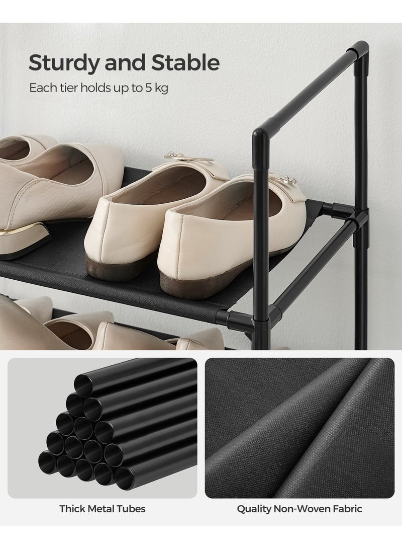 سونمجز منظم أحذية سونغميكس 10 أدوار - رف أحذية طولي موفر للمساحة، هيكل معدني وأرفف قماشية متينة - مقاس 45×28×173 سم، لون أسود - Image 5